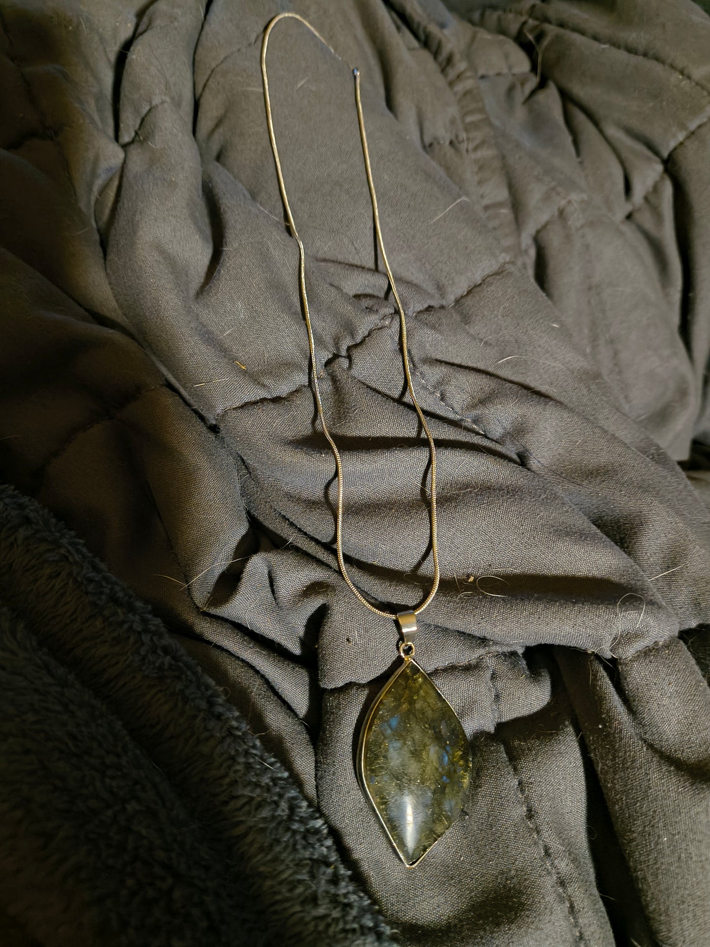 Rainbow moonstone w/ sterling silver chain