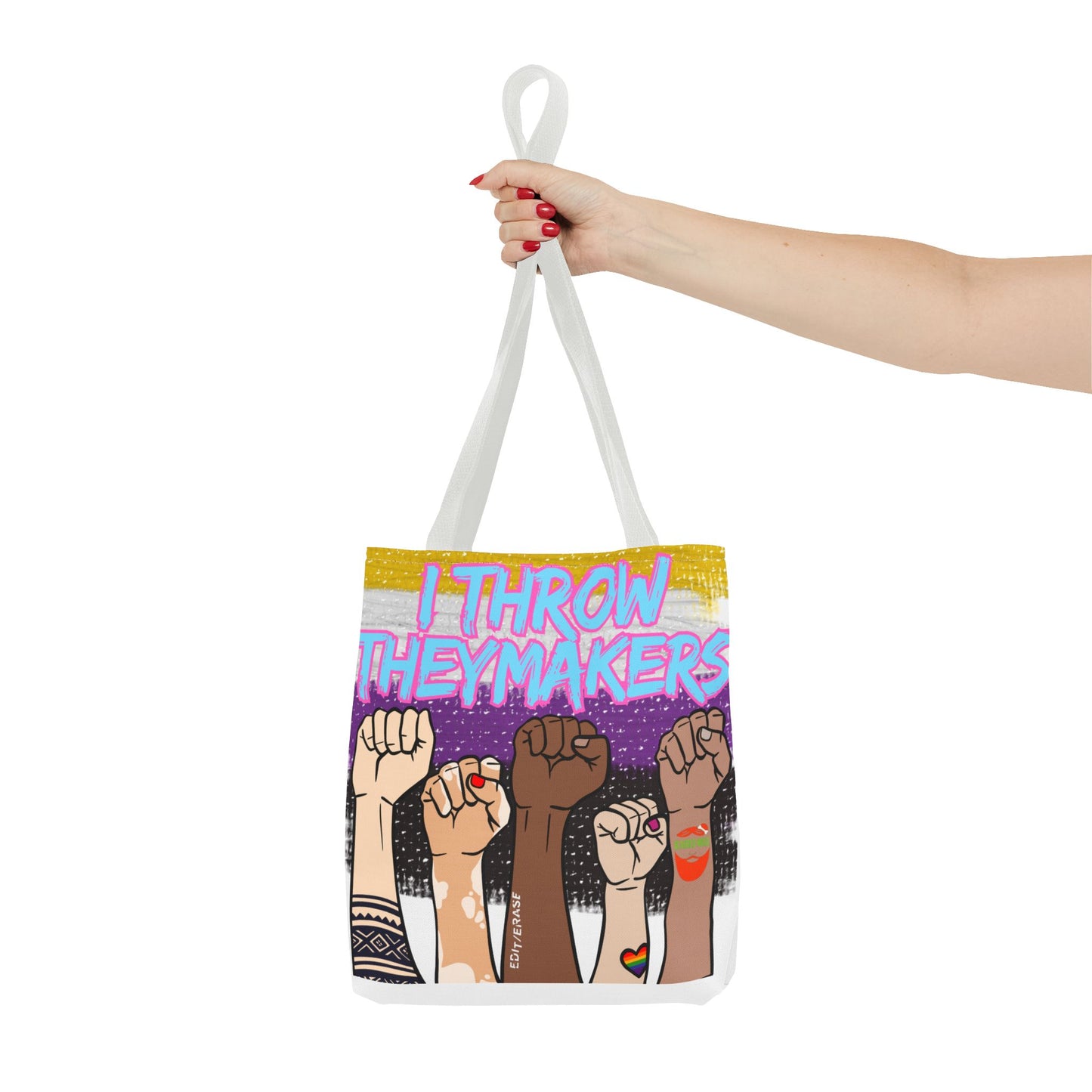 Empowerment Tote Bag - "I Throw Theymakers" - Stylish & Bold Design for Activists