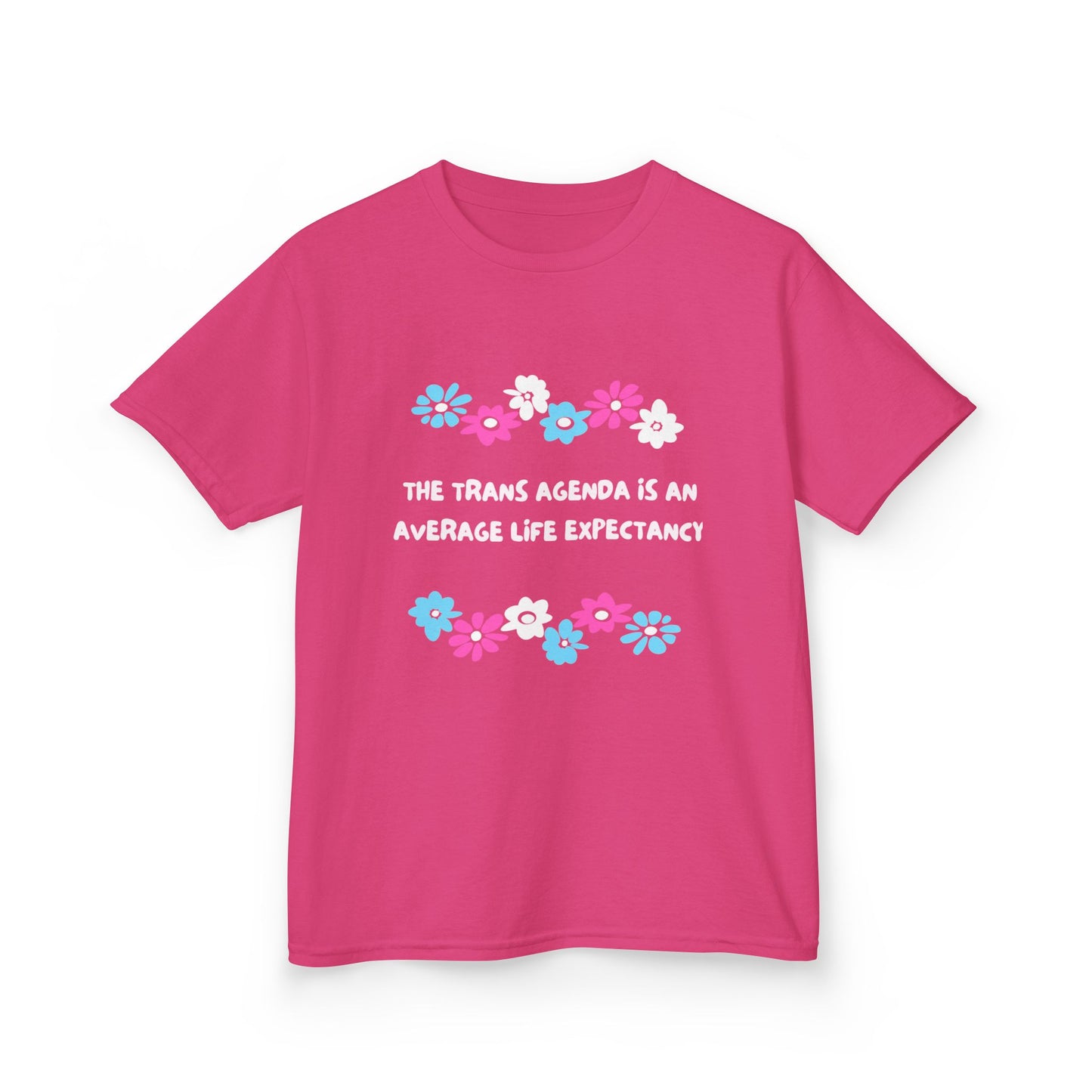 Kids Heavy Cotton™ Tee - 'The Trans Agenda Is An Average Life Expectancy' Floral Design