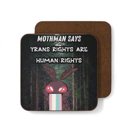 Mothman Says Trans Rights Hardboard Coaster - Eco-Friendly Drinkware Accessory