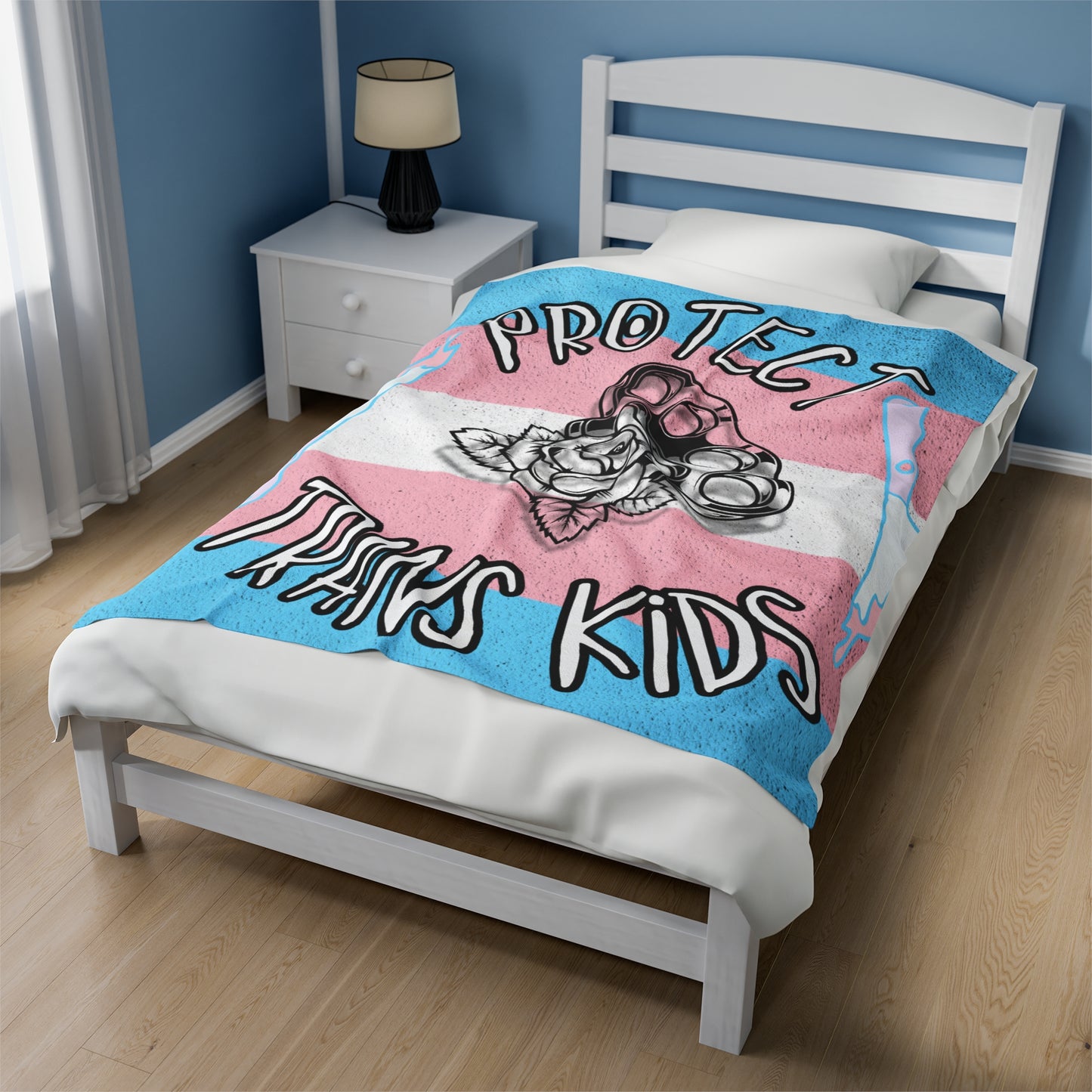 Protect Trans Kids Velveteen Plush Blanket for Comfort & Advocacy