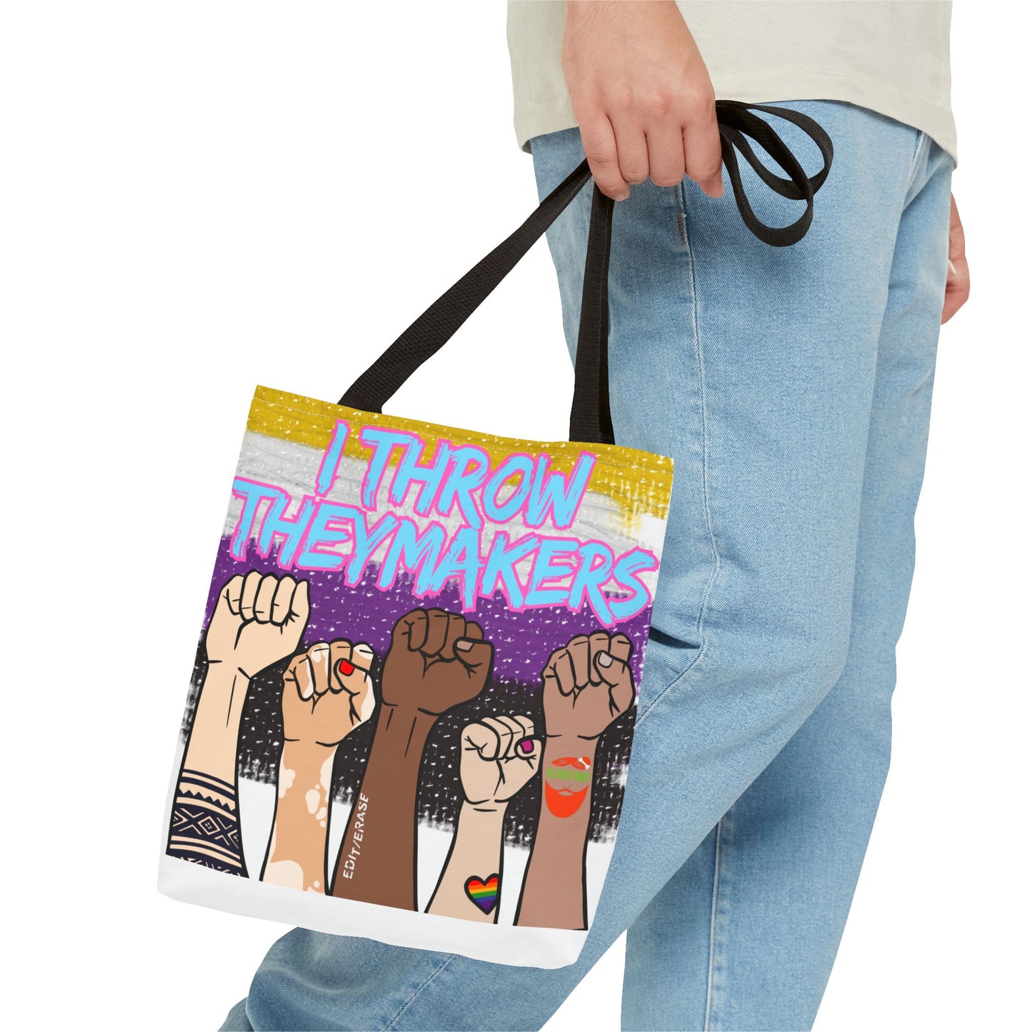 Empowerment Tote Bag - "I Throw Theymakers" - Stylish & Bold Design for Activists