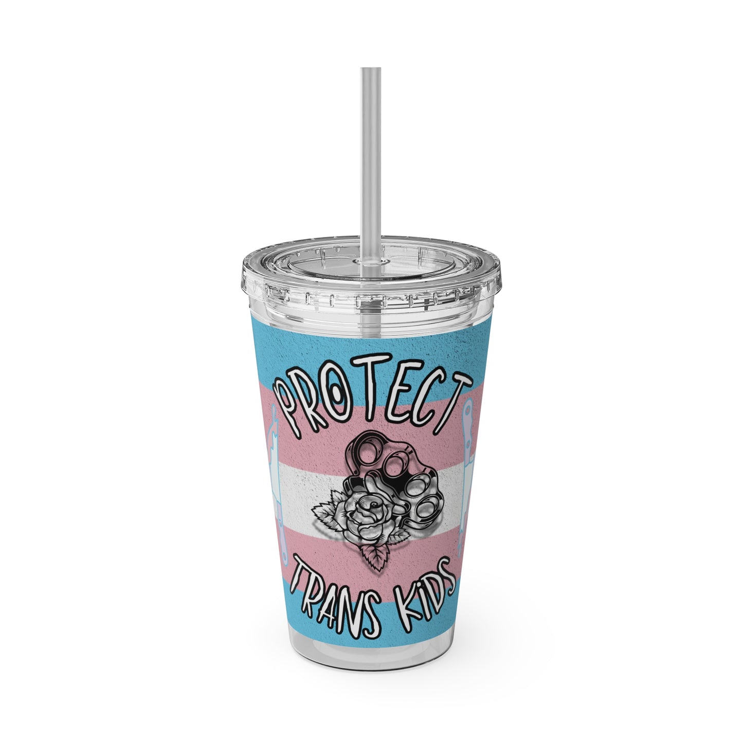 Sunsplash 16oz Tumbler - Protect Trans Kids Travel Cup