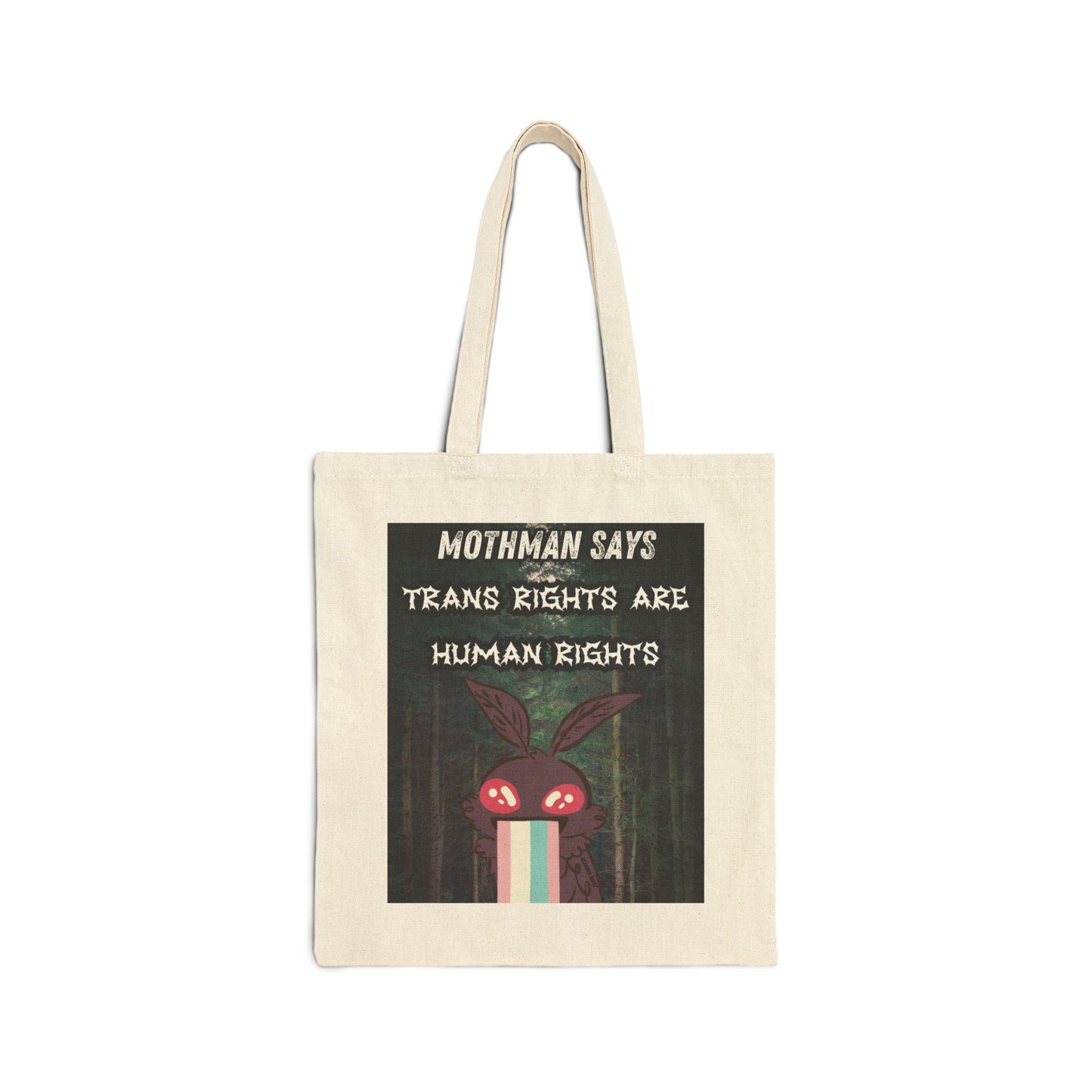 Mothman Says Tote Bag - Trans Rights Are Human Rights | Eco-Friendly Cotton Canvas Bag