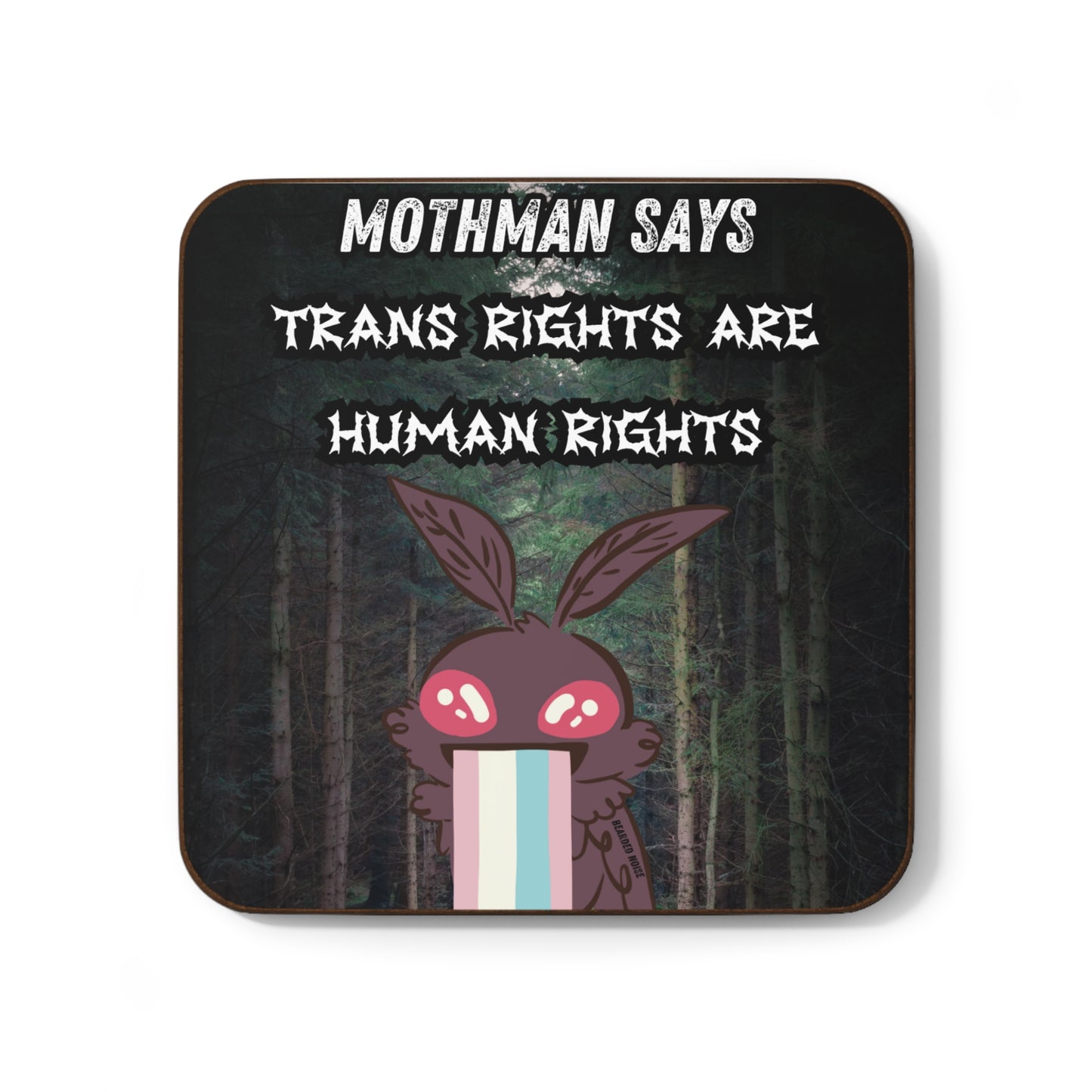 Mothman Says Trans Rights Hardboard Coaster - Eco-Friendly Drinkware Accessory