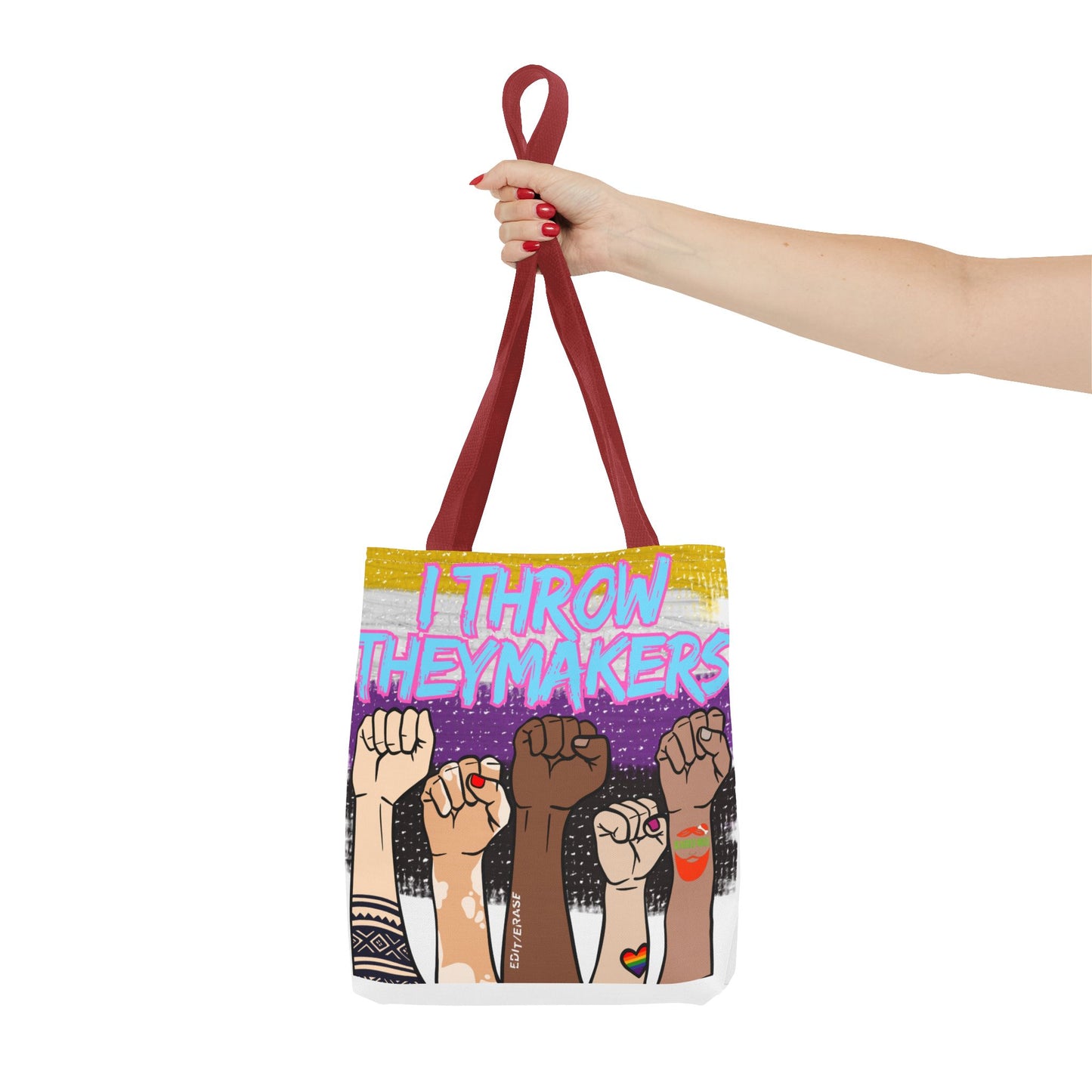 Empowerment Tote Bag - "I Throw Theymakers" - Stylish & Bold Design for Activists