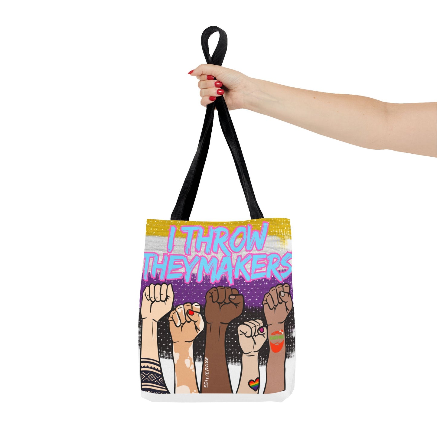 Empowerment Tote Bag - "I Throw Theymakers" - Stylish & Bold Design for Activists