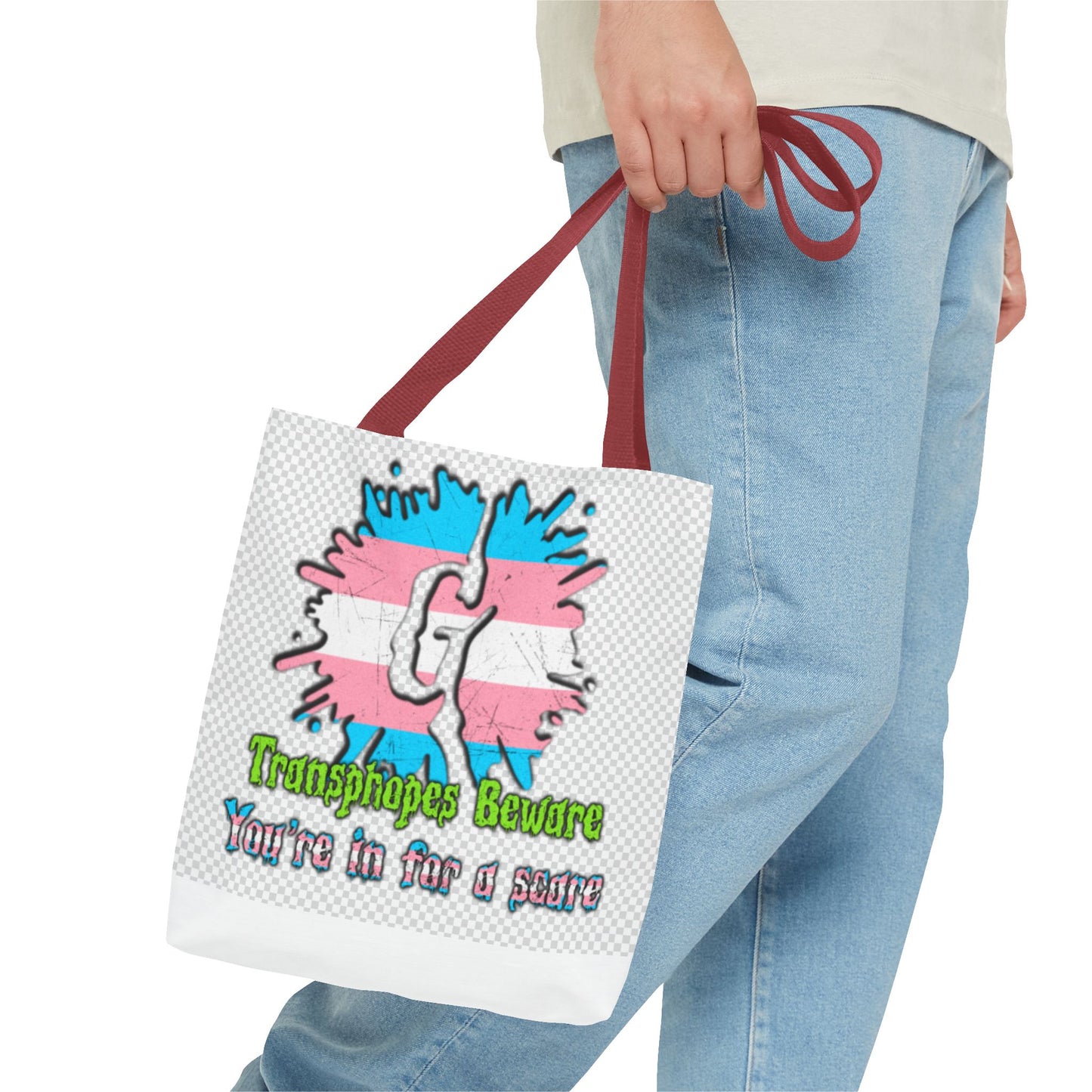 Transgender Awareness Tote Bag - 'Transphobes Beware, You’re in for a Scare' Design