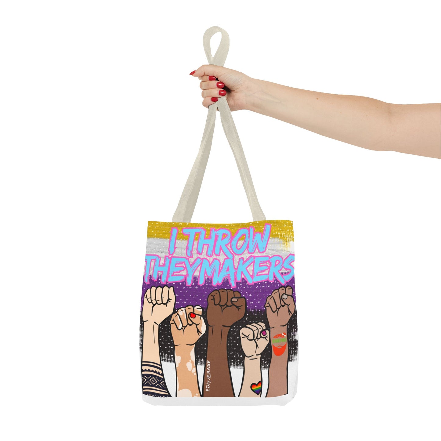 Empowerment Tote Bag - "I Throw Theymakers" - Stylish & Bold Design for Activists