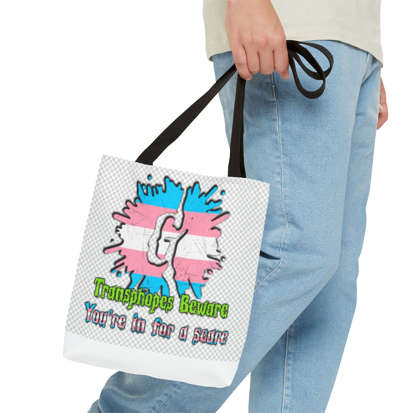 Transgender Awareness Tote Bag - 'Transphobes Beware, You’re in for a Scare' Design