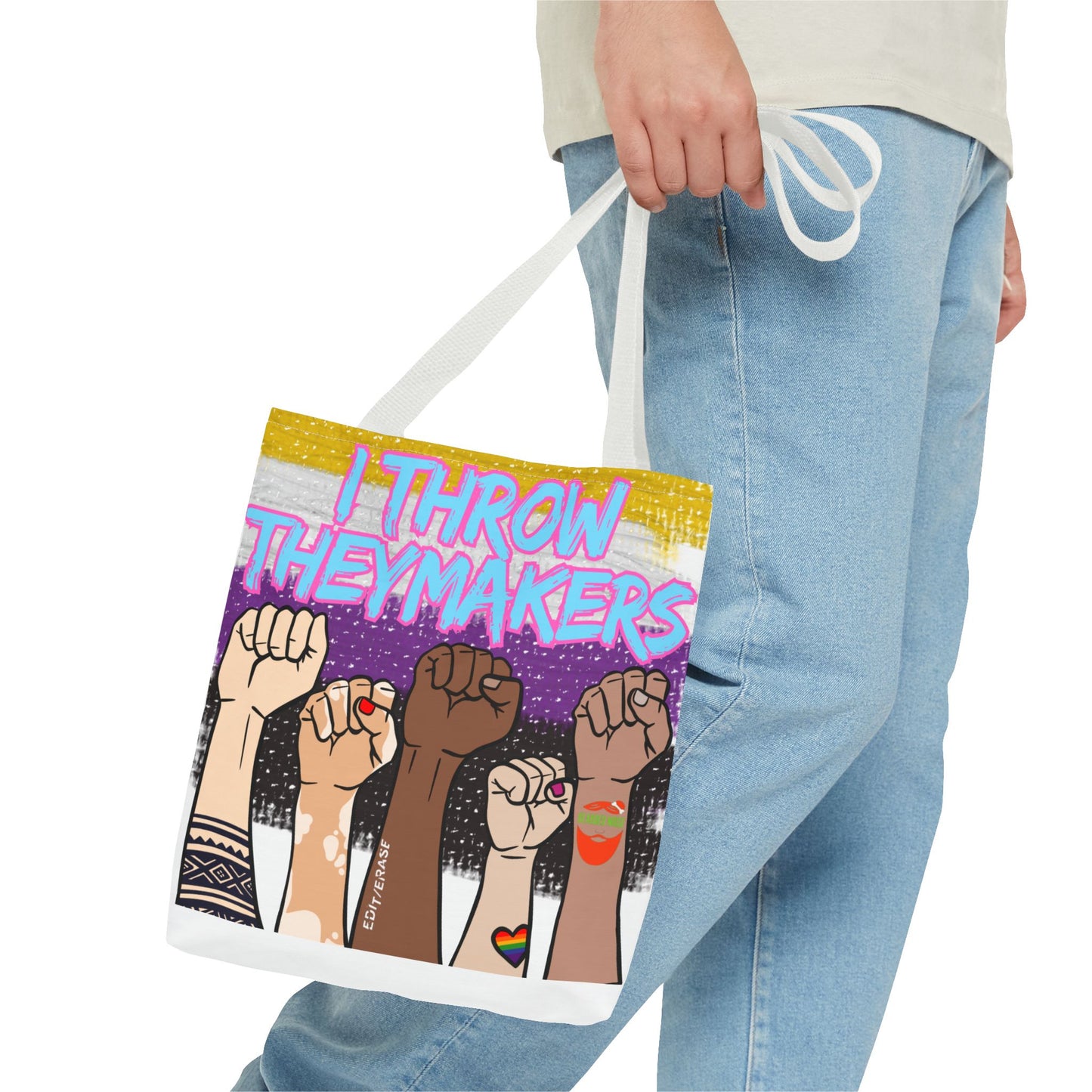 Empowerment Tote Bag - "I Throw Theymakers" - Stylish & Bold Design for Activists