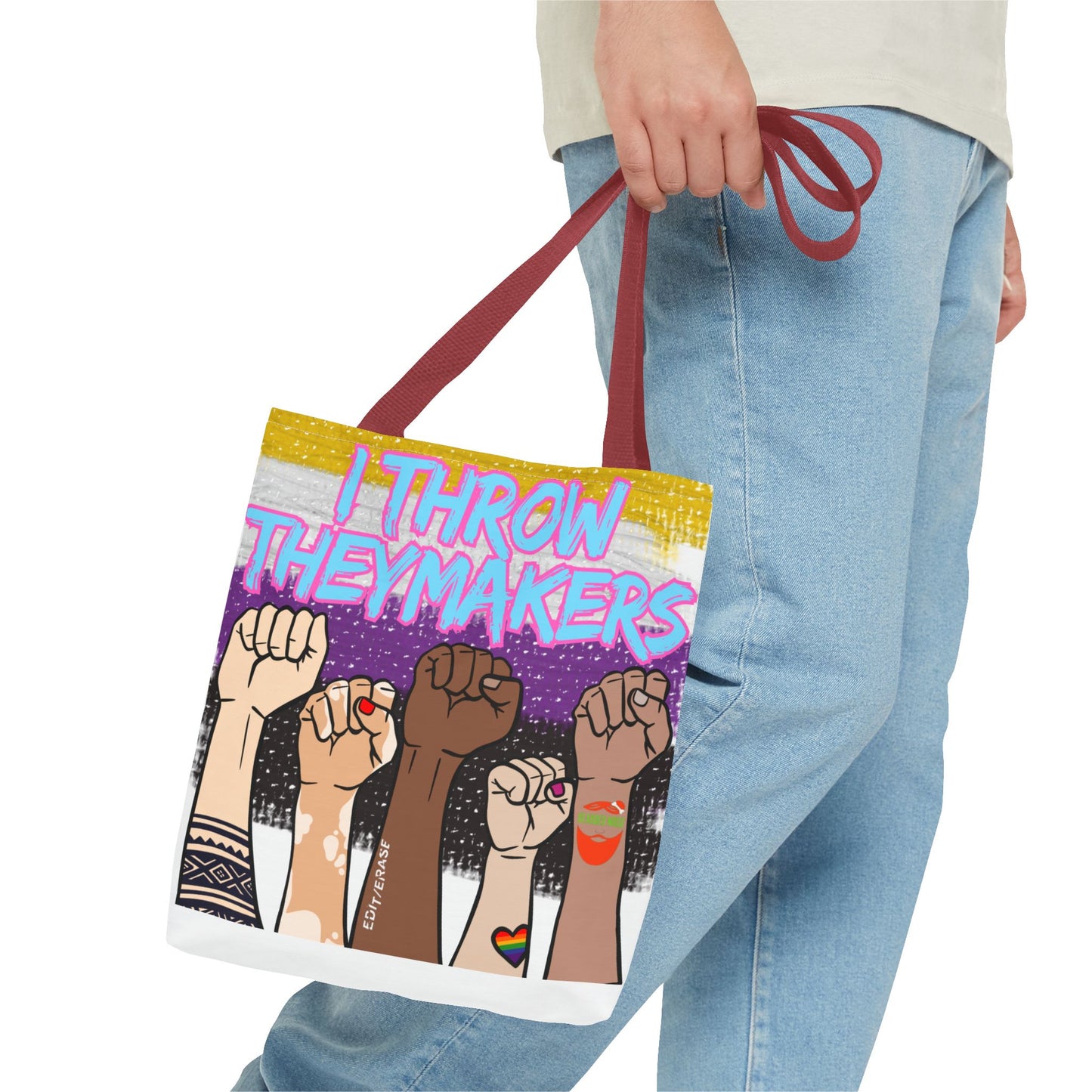 Empowerment Tote Bag - "I Throw Theymakers" - Stylish & Bold Design for Activists