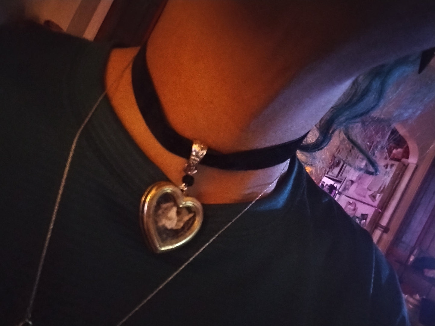 Small bones and graveyard dirt heart choker