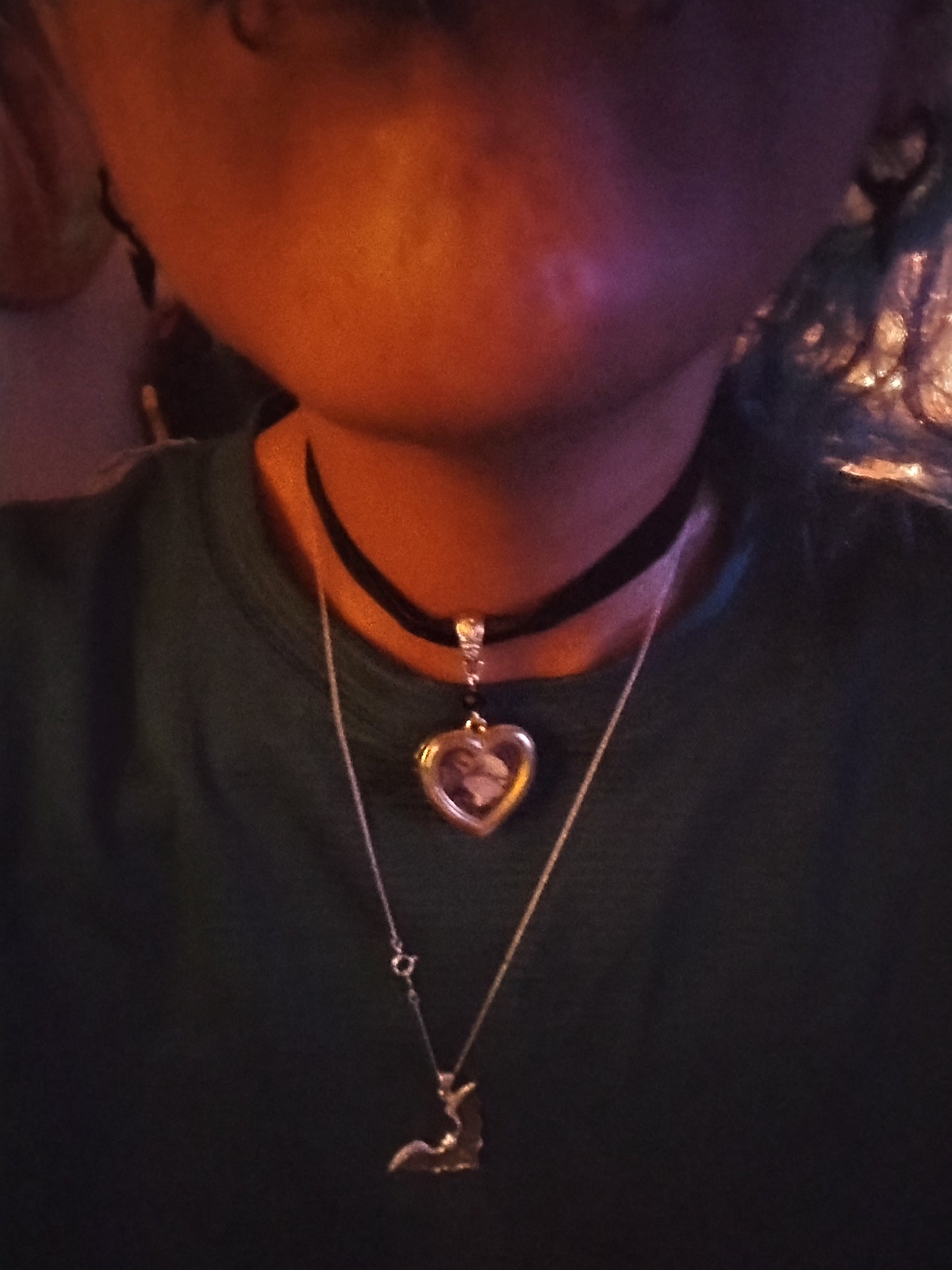 Small bones and graveyard dirt heart choker