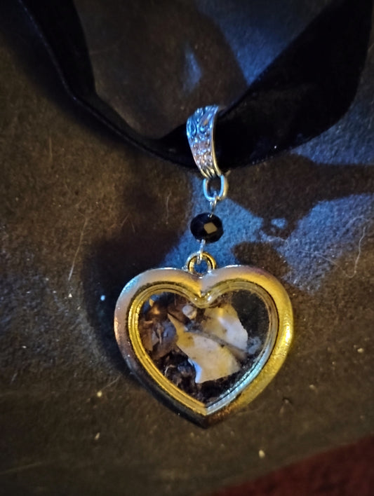 Small bones and graveyard dirt heart choker