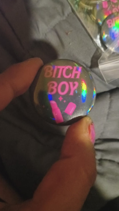 Bitch boy sticker and pin