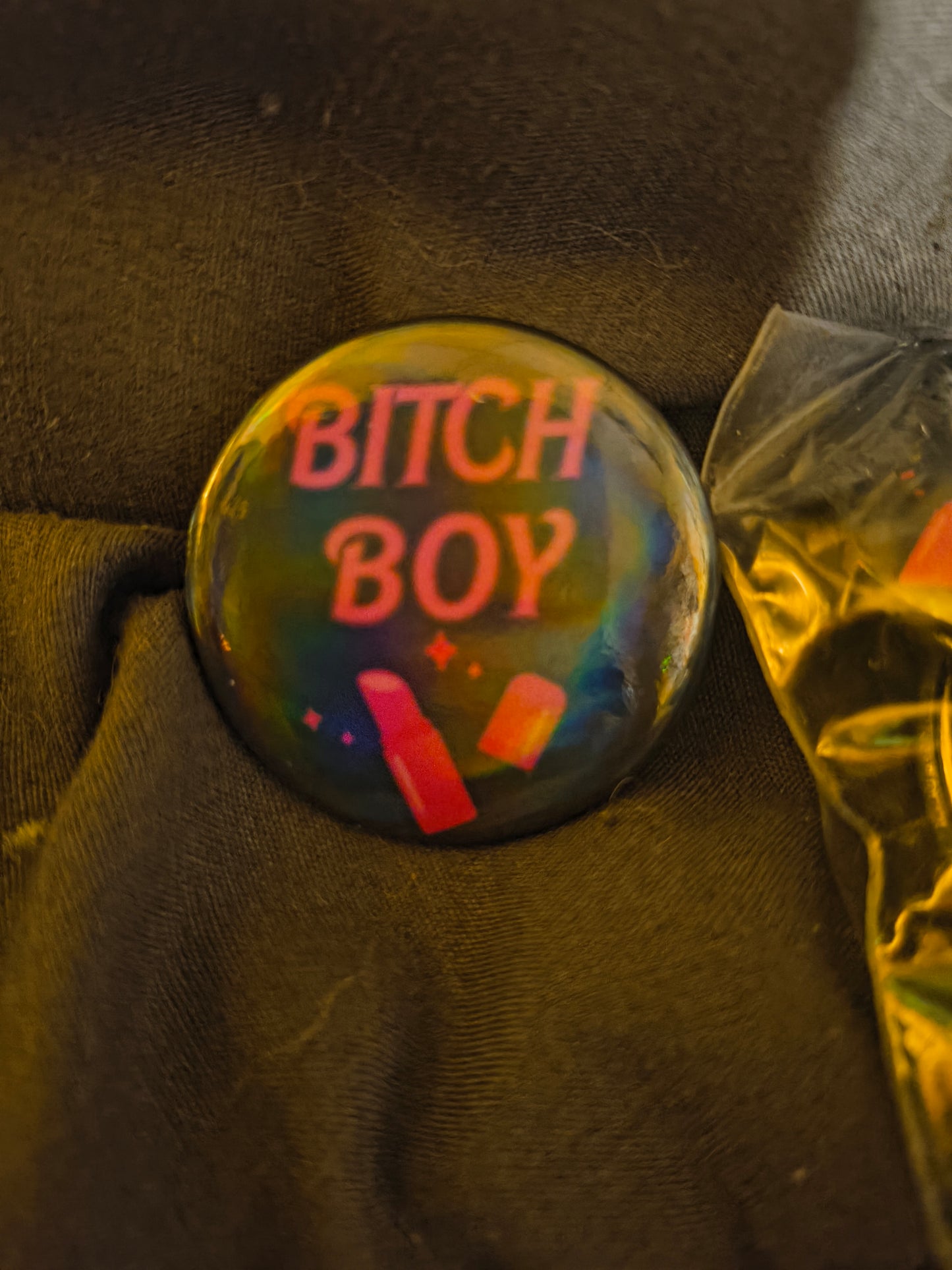 Bitch boy sticker and pin