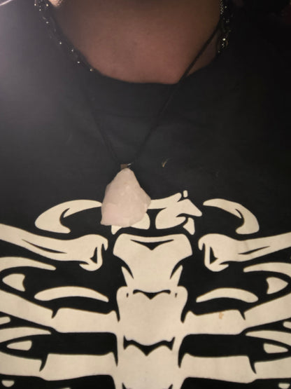 Raw quartz with cord chain