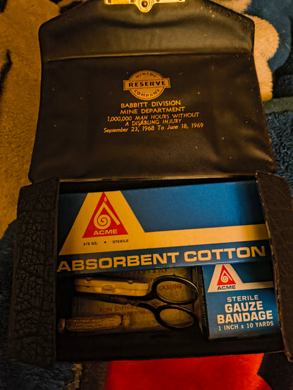 Vintage Faux "Elephant Hide" Home or Car First Aid Kit